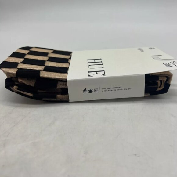 HUE Checker Tights w/ Control Top Sz S/M U14235 Natural & Black - Picture 4 of 4